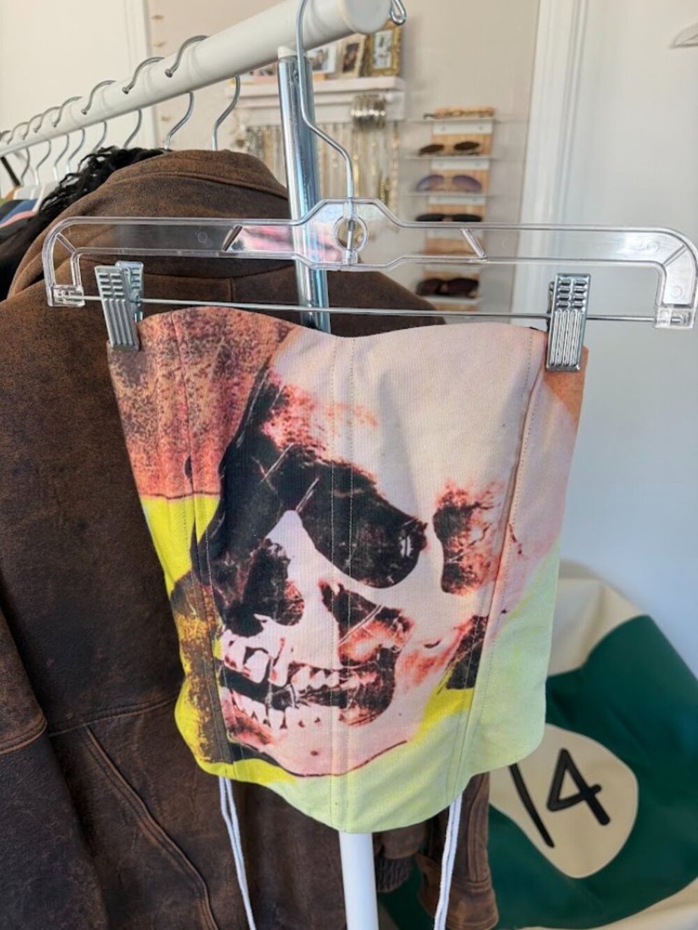 Handmade Andy Warhol Skull Corset Top - Size XS/S